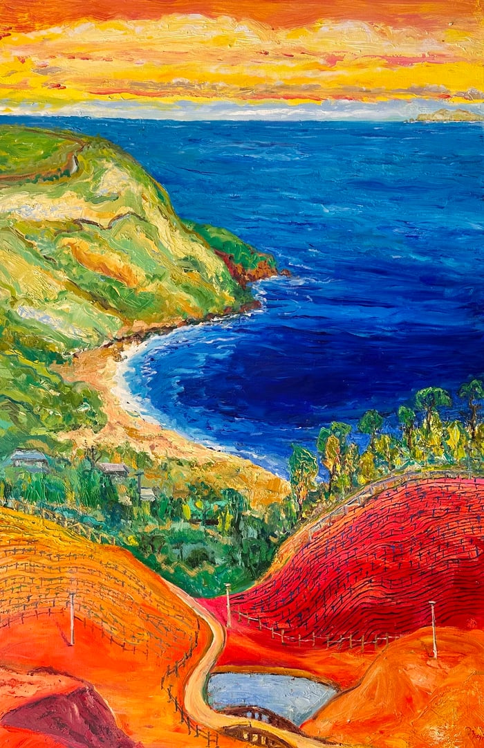 Coastal Vineyard, oil on canvas, 60x40 inches, by Marius Starkey