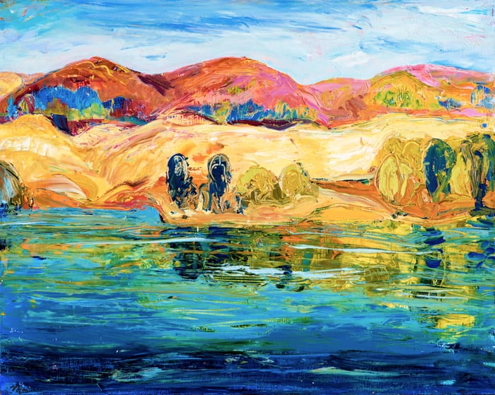 New Mexico River, oil on canvas, 24x30 inches, by Marius Starkey