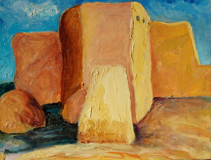Taos Church, oil on canvas, 16x20 inches, by Marius Starkey