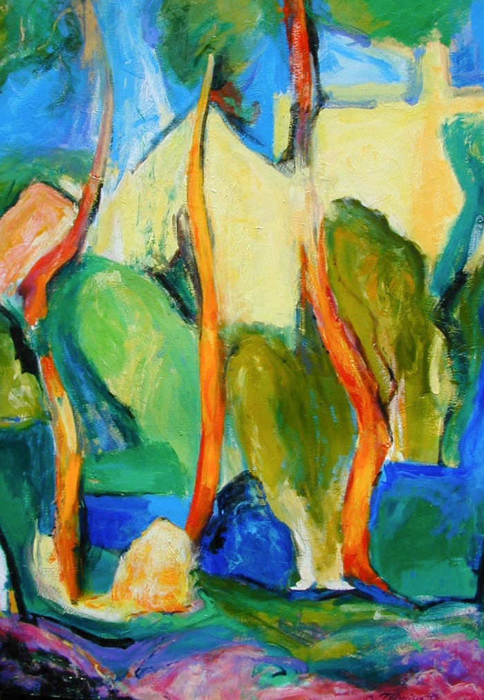 Three Trees, oil on canvas, 68x42 inches, by Marius Starkey