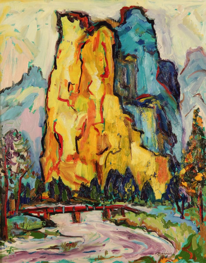 Yosemite Valley, oil on board, 20x16 inches, by Marius Starkey