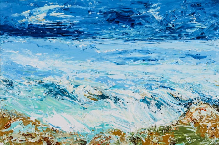 Ocean Foam, oil on canvas, 32x36 inches, by Marius Starkey