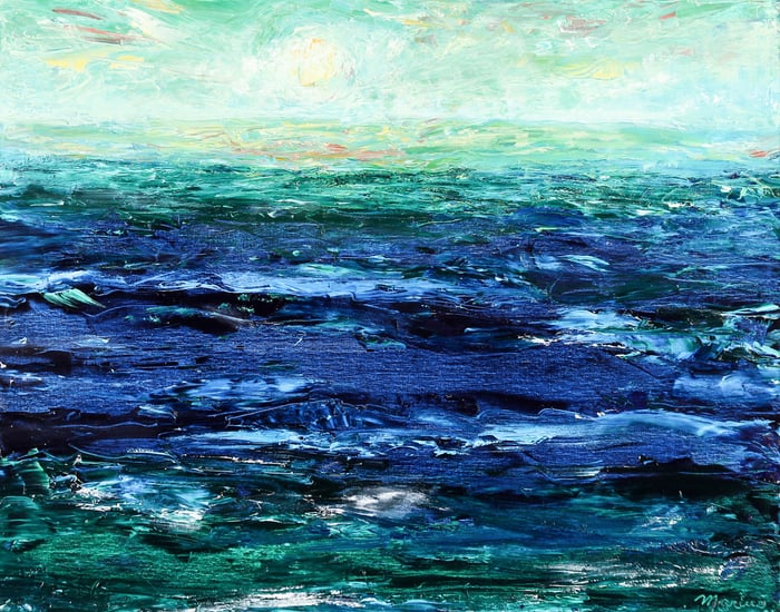 Ocean Moon, oil on canvas, 28x30 inches, by Marius Starkey