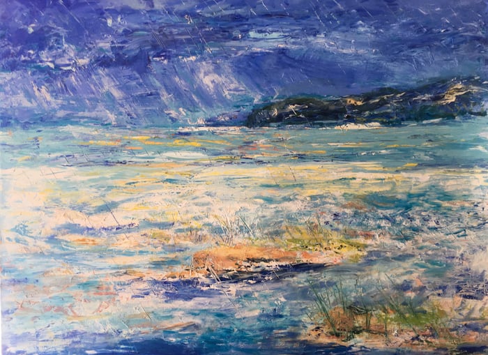 Rain, oil on canvas, 39x58 inches, by Marius Starkey