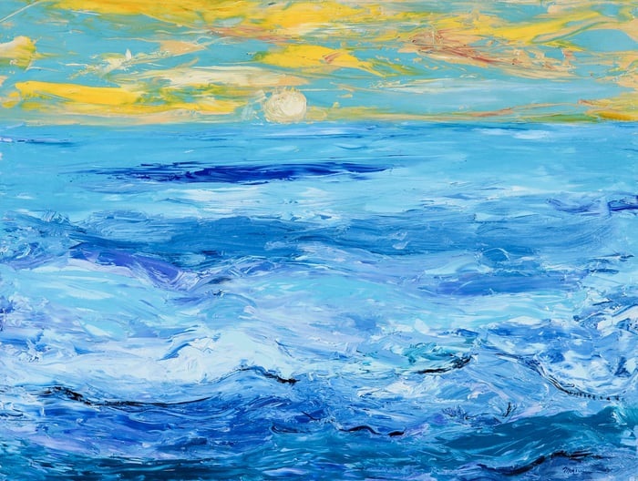 Water Sunset, oil on canvas, 30x40 inches, by Marius Starkey
