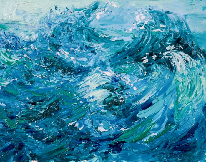 Wave, oil on canvas, 16x20 inches, by Marius Starkey