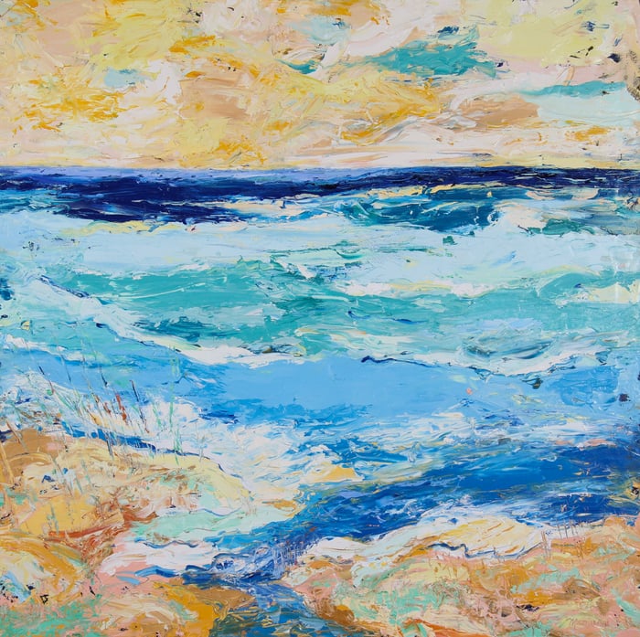 Wave, oil on canvas, 58x58 inches, by Marius Starkey
