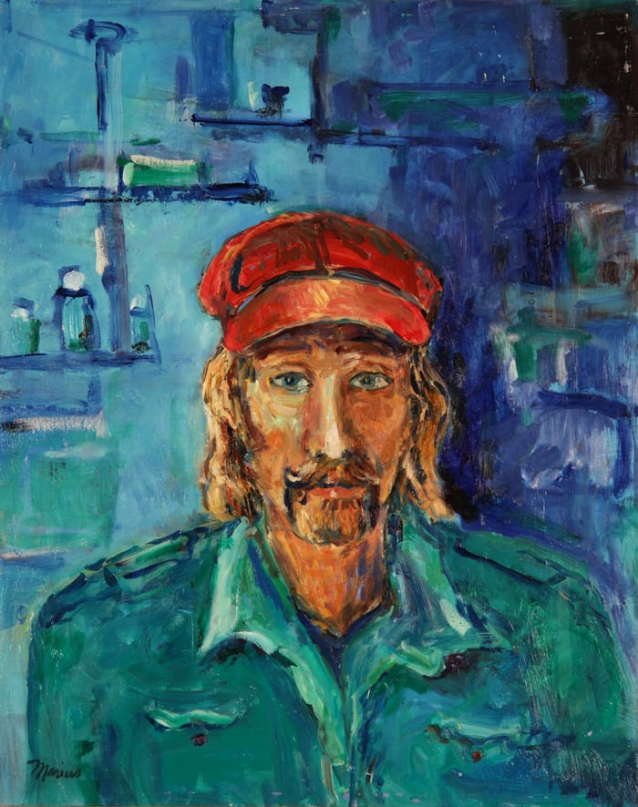 Self Portrait 1, oil on board, 20x16 inches, by Marius Starkey