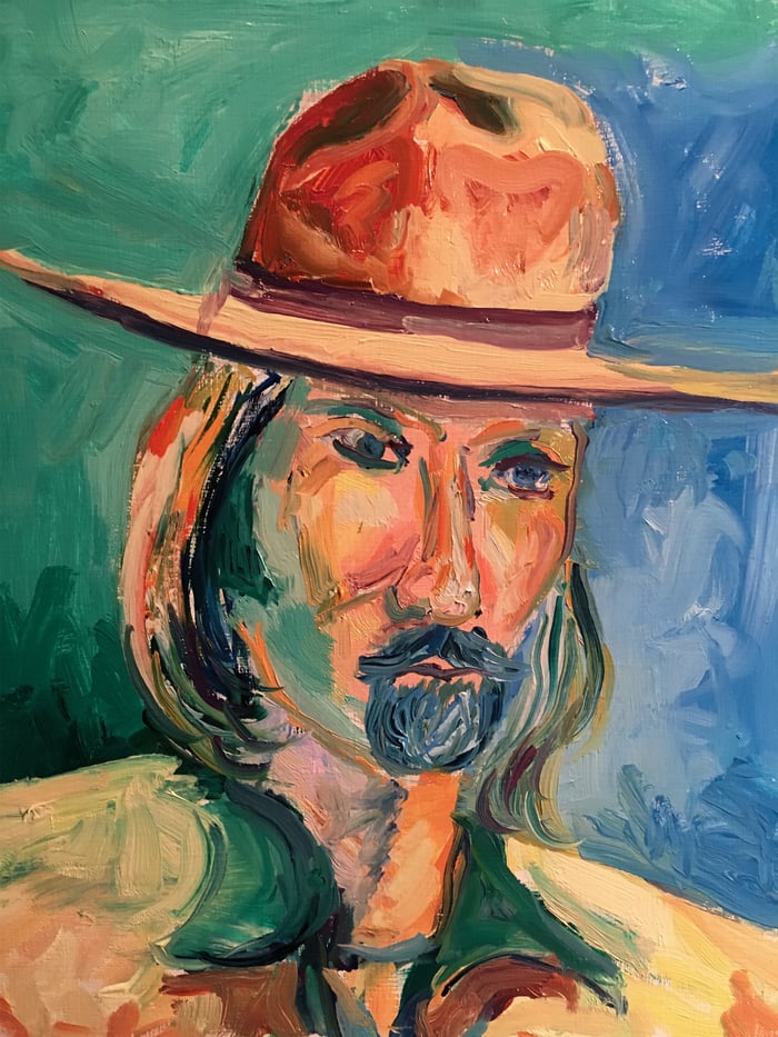 Self Portrait 2015, oil on board, 11x14 inches, by Marius Starkey
