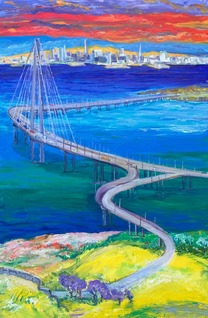 Bay Bridge, oil on canvas, 60x40 inches, by Marius Starkey